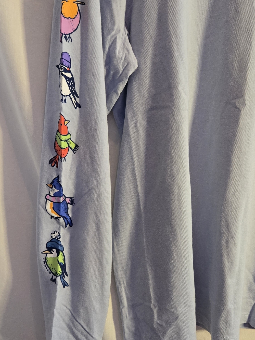 Life is Good Light Blue Long Sleeve Tee with Bird Sleeve Art - Picture 3 of 8